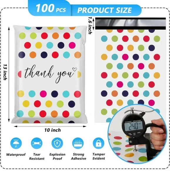 Thank You Poly Mailer 10x13 Inch 100 Pcs, Waterproof and Tear-Resistant Shipping - Picture 2 of 7